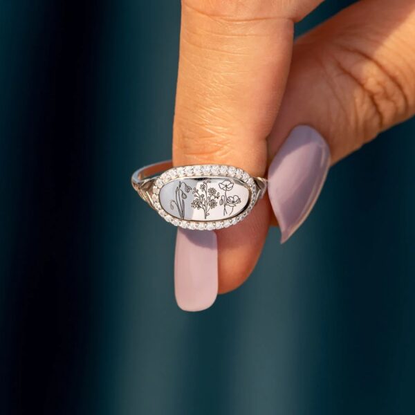 S925 Sterling Silver Flowers Epoxy Oil Zircon Ring For Women - Image 2