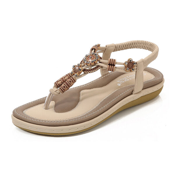 Women's Sandals Wooden Bead Woven Large Size Flat Bottom Casual - Image 4