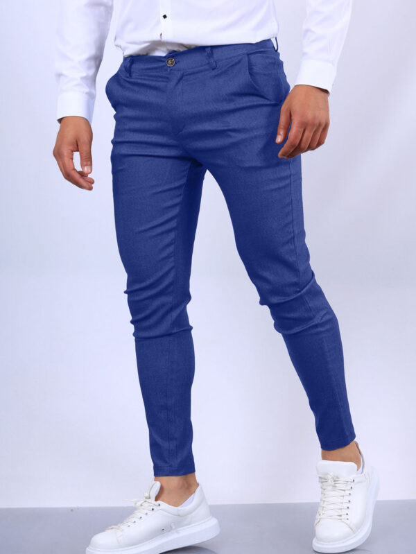 Men's Slim Button Trousers Fashion Solid Office Versatile Long Pencil Pants - Image 9