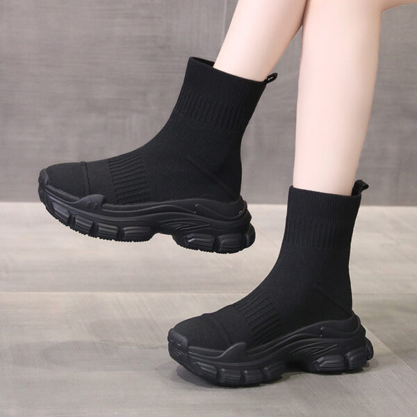 Platform Knitted Sports Casual Shoes And Boots - Image 8