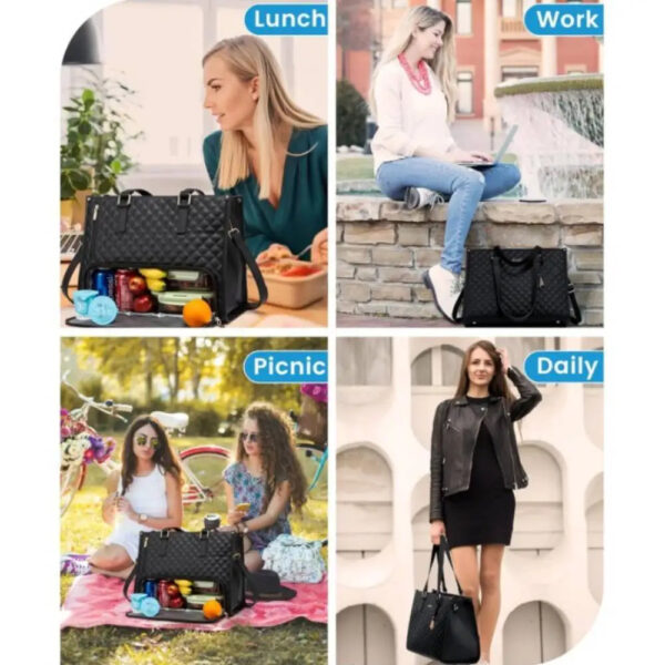 Convenient Commute New Lunch Bag Women's Insulated Lunch Box Women's Leak-proof Large Purse Diagonal Computer Storage - Image 5