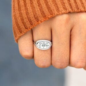 S925 Sterling Silver Flowers Epoxy Oil Zircon Ring For Women