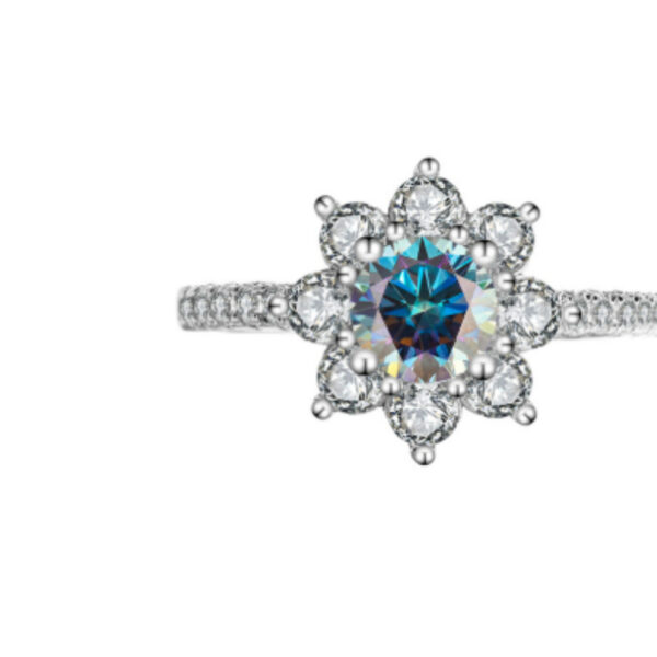 Sterling Silver 925 Moissanite Ring Female Flower Diamond - Image 7