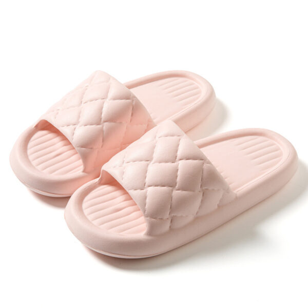 New Rhombus Home Slippers Summer Non-slip Floor Bathroom Slipper Lightweight Simple House Shoes For Women Men - Image 3