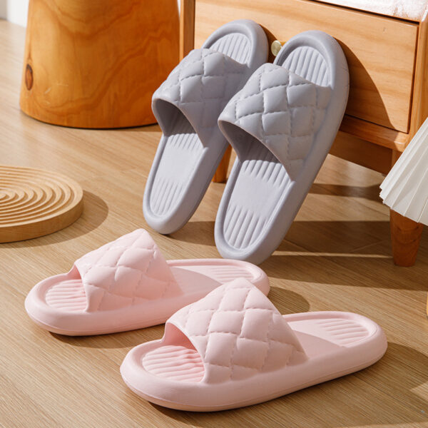 New Rhombus Home Slippers Summer Non-slip Floor Bathroom Slipper Lightweight Simple House Shoes For Women Men - Image 9