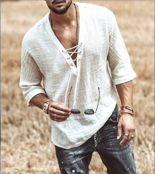 Short-sleeved Button-up Shirt For Men - Image 2