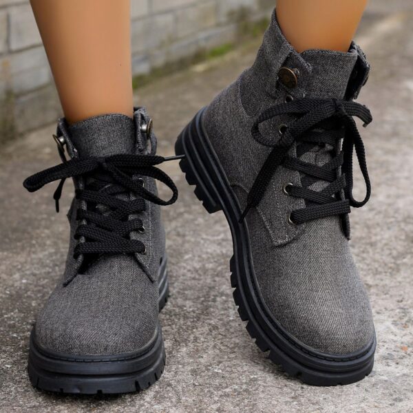 Plus Size Platform Martin Boots Female Lace Up Casual Ankle Boots - Image 5