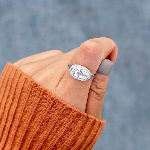 S925 Sterling Silver Flowers Epoxy Oil Zircon Ring For Women - Image 5