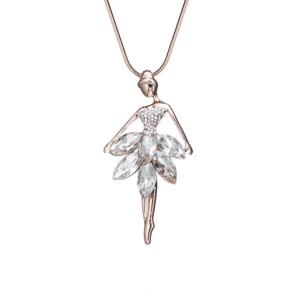 Crystal ballerina girl pendant sweater chain - Image 4