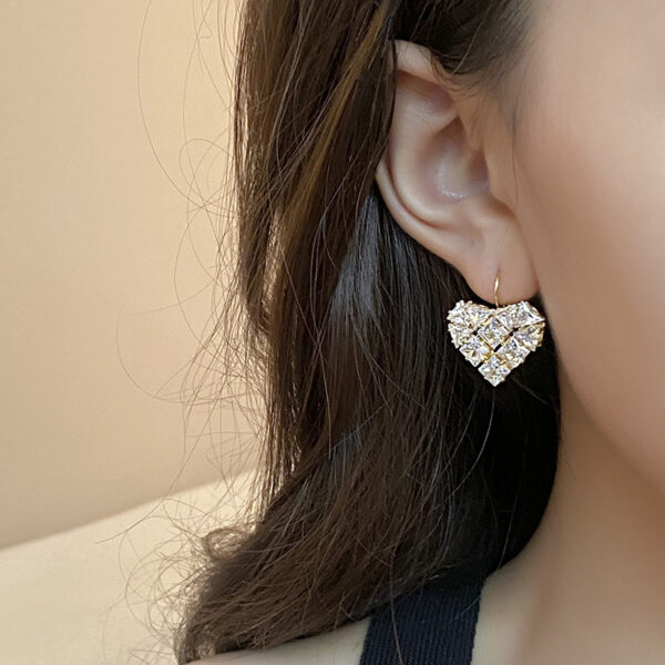 French Style Heart-shaped Zircon Earrings For Women - Image 3