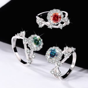 Moissanite Ring Women's Sterling Silver Platinum Niche