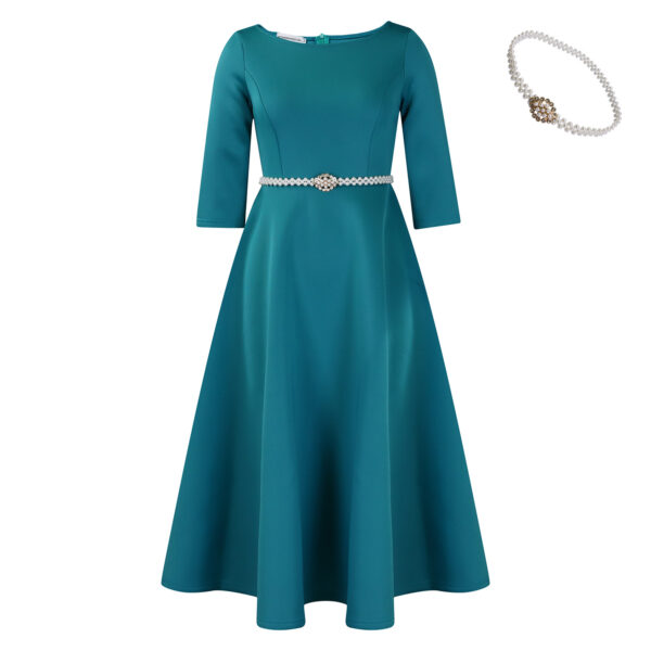 Women's European And American Solid Color Large Swing Skirt Temperament Dress - Image 5