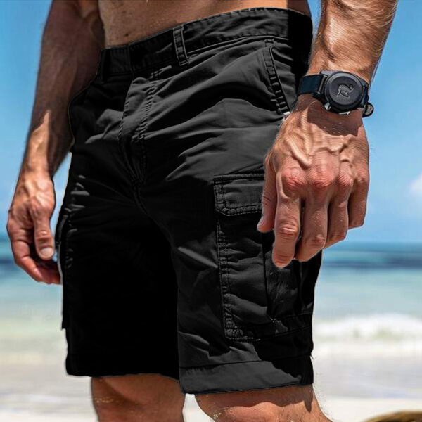 Men's Cargo Shorts Summer Multi-Pocket Button Zipper Pants With Pockers Fashion Beach Pants - Image 3