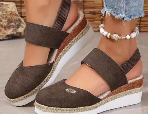 Wedge Lightweight Hemp Rope Braided Closed Toe Elastic Band Women's Shoes - Image 6