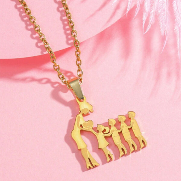 Warm Family Silhouette Family Necklace Stainless Steel Pendant Ornament - Image 7