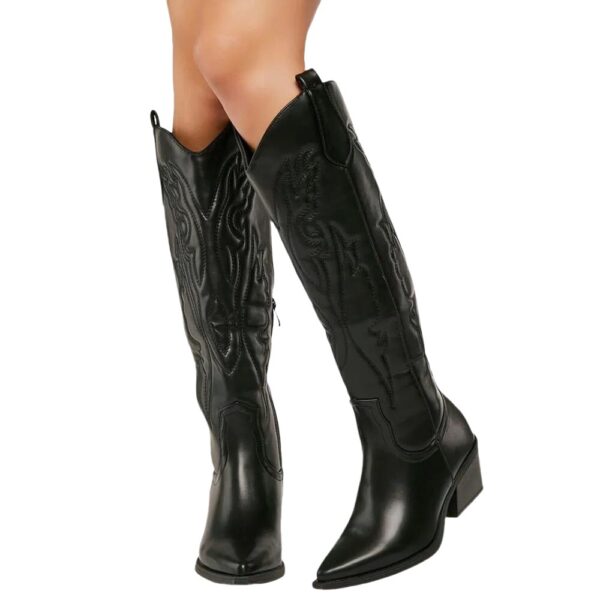 Women's Fashion Embroidered Pointed High Heel Cowboy Boot - Image 2