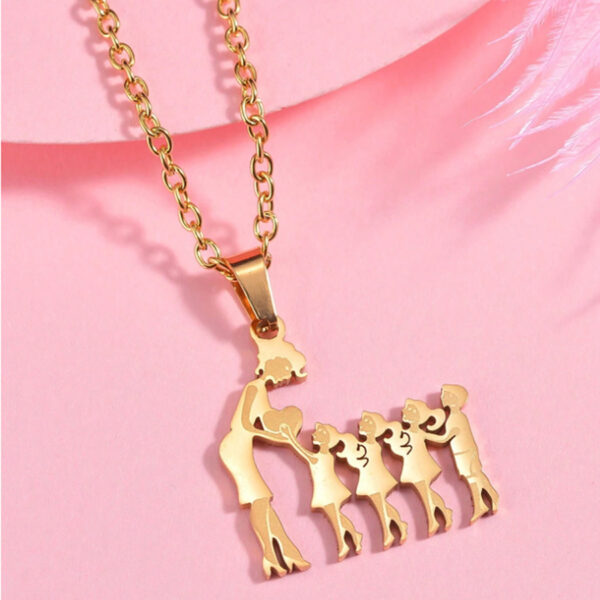 Warm Family Silhouette Family Necklace Stainless Steel Pendant Ornament - Image 2