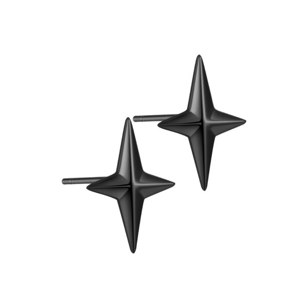 Sterling Silver Glossy Four-awn XINGX-seat Ear Studs - Image 4