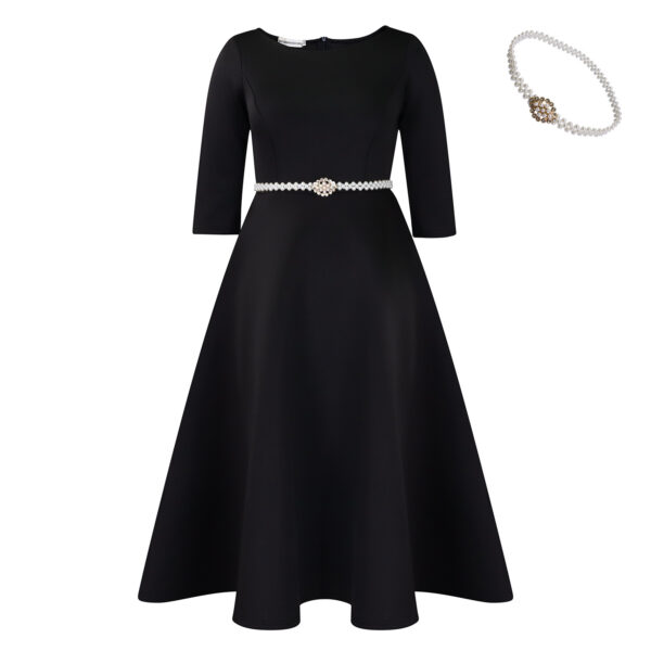 Women's European And American Solid Color Large Swing Skirt Temperament Dress - Image 2