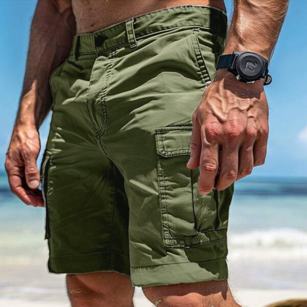 Men's Cargo Shorts Summer Multi-Pocket Button Zipper Pants With Pockers Fashion Beach Pants - Image 2