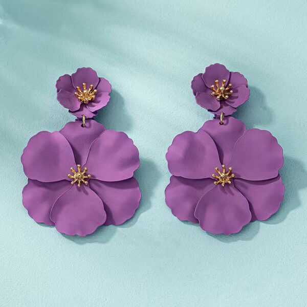 European And American Mori Girl Flower Earrings Retro Long - Image 3
