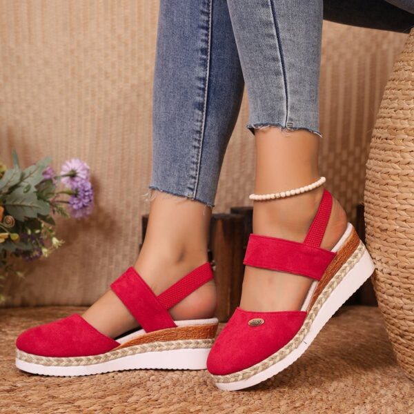Wedge Lightweight Hemp Rope Braided Closed Toe Elastic Band Women's Shoes - Image 10