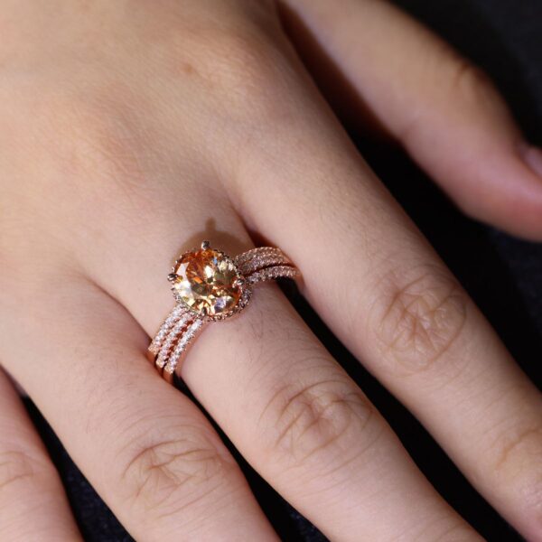 Women's Round Diamond Ring Set Refined And Simple Personality Ring - Image 2