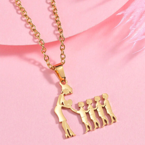 Warm Family Silhouette Family Necklace Stainless Steel Pendant Ornament - Image 10