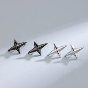 Sterling Silver Glossy Four-awn XINGX-seat Ear Studs