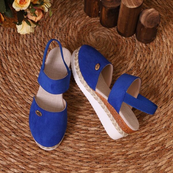 Wedge Lightweight Hemp Rope Braided Closed Toe Elastic Band Women's Shoes - Image 4