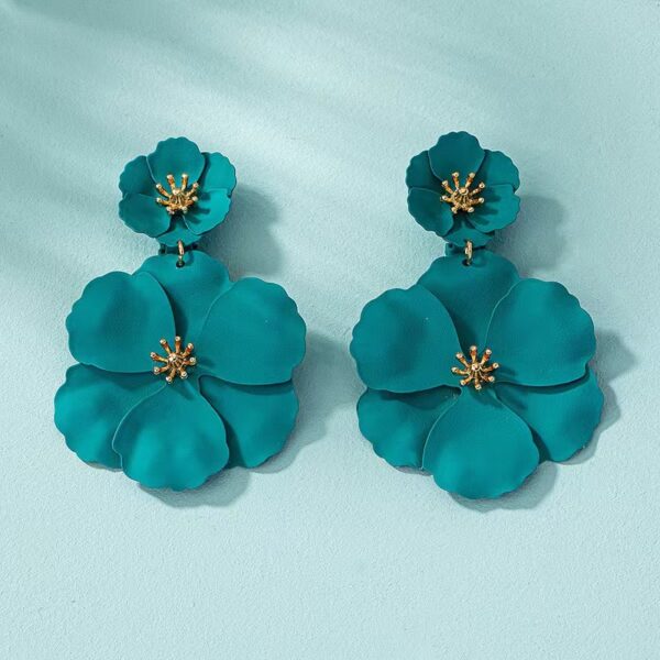 European And American Mori Girl Flower Earrings Retro Long - Image 4