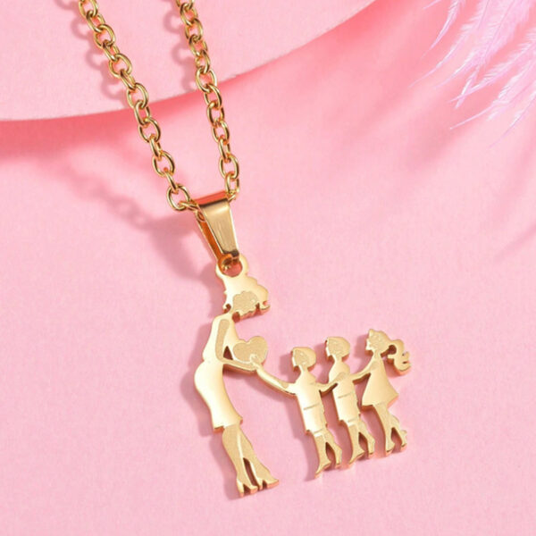 Warm Family Silhouette Family Necklace Stainless Steel Pendant Ornament - Image 9