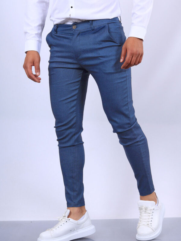 Men's Slim Button Trousers Fashion Solid Office Versatile Long Pencil Pants - Image 10
