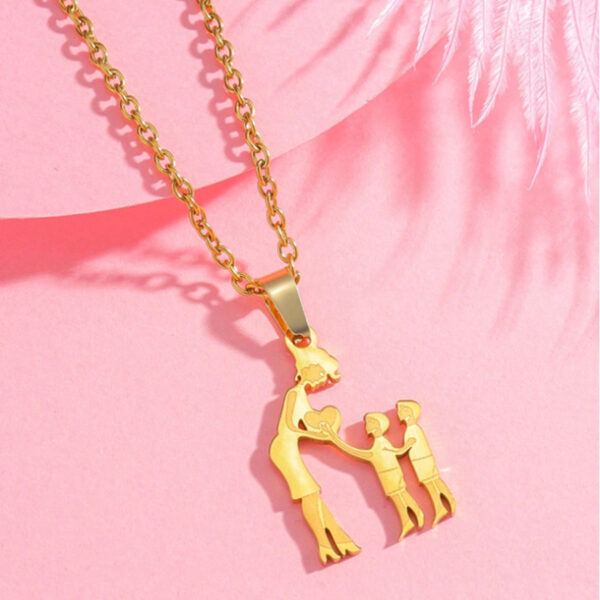 Warm Family Silhouette Family Necklace Stainless Steel Pendant Ornament - Image 3