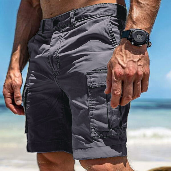 Men's Cargo Shorts Summer Multi-Pocket Button Zipper Pants With Pockers Fashion Beach Pants - Image 4