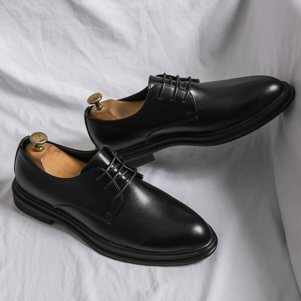 Glossy Pointed Business Leather Shoes Men's British Fashion - Image 2