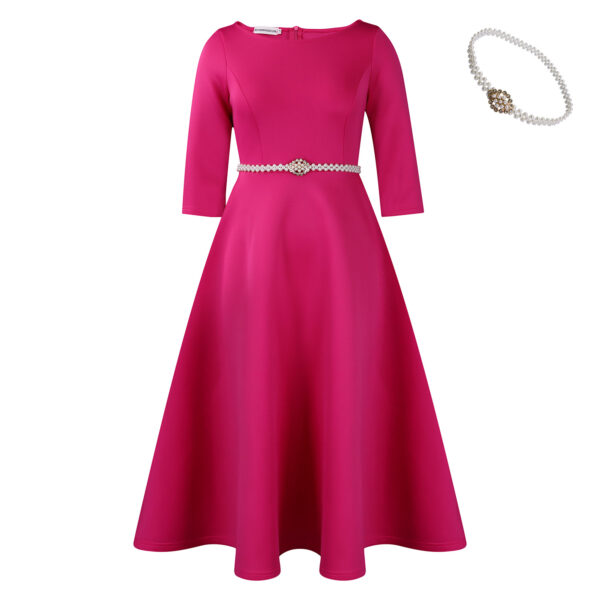 Women's European And American Solid Color Large Swing Skirt Temperament Dress - Image 9