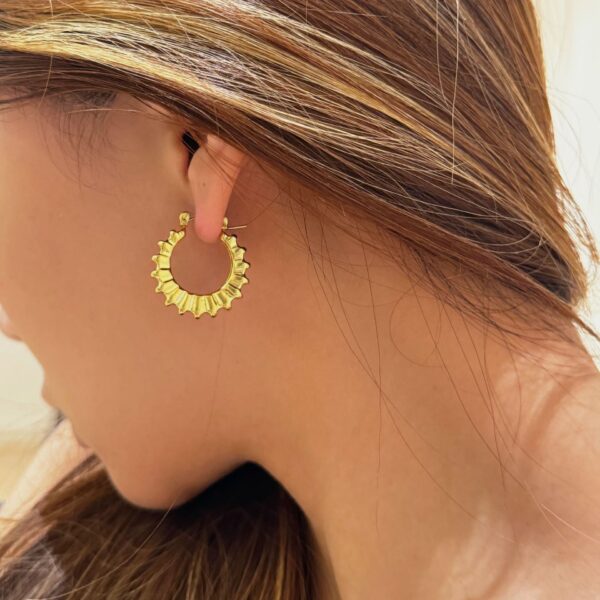 18K Real Gold Plated Titanium Steel Vintage Retro Gear Dancer Simple Earrings - Image 5