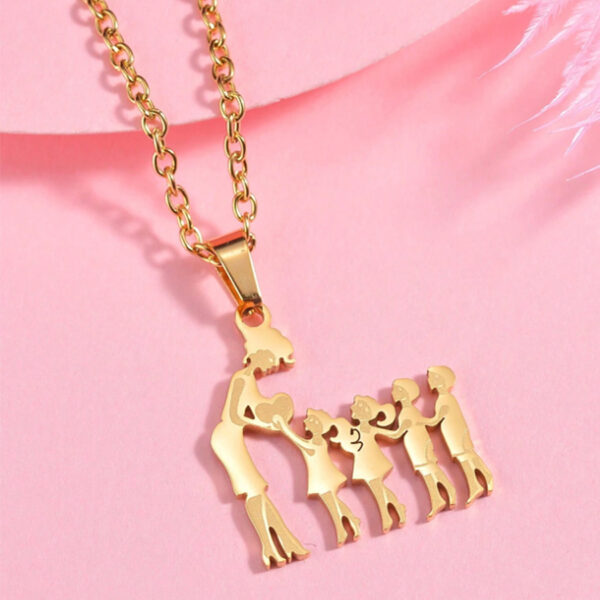 Warm Family Silhouette Family Necklace Stainless Steel Pendant Ornament - Image 4