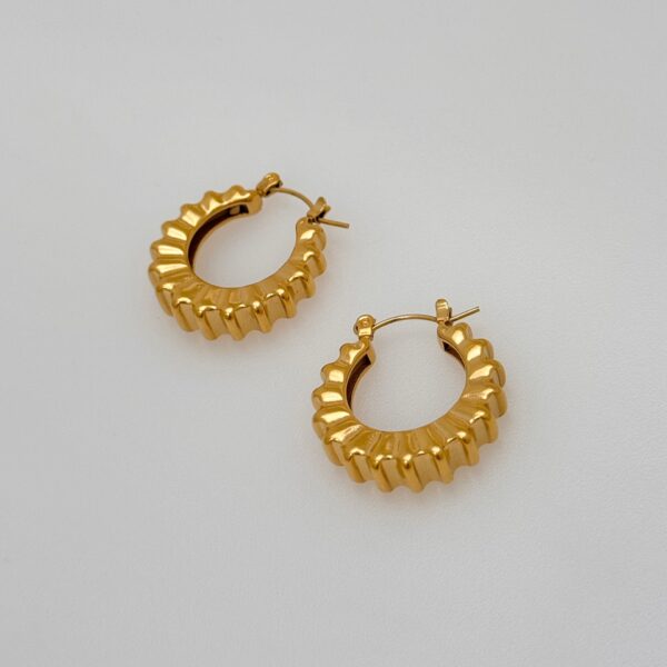 18K Real Gold Plated Titanium Steel Vintage Retro Gear Dancer Simple Earrings - Image 3