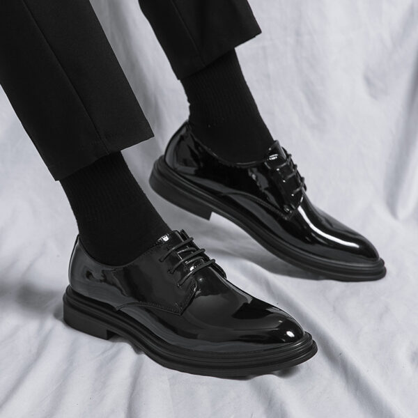 Glossy Pointed Business Leather Shoes Men's British Fashion - Image 5