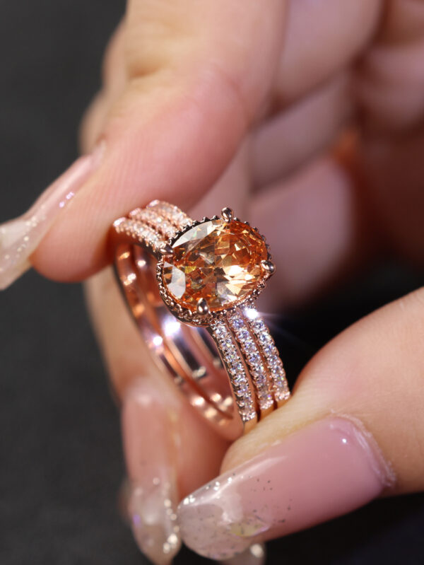Women's Round Diamond Ring Set Refined And Simple Personality Ring - Image 4
