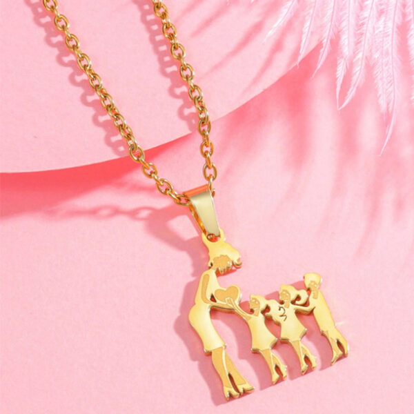 Warm Family Silhouette Family Necklace Stainless Steel Pendant Ornament - Image 6