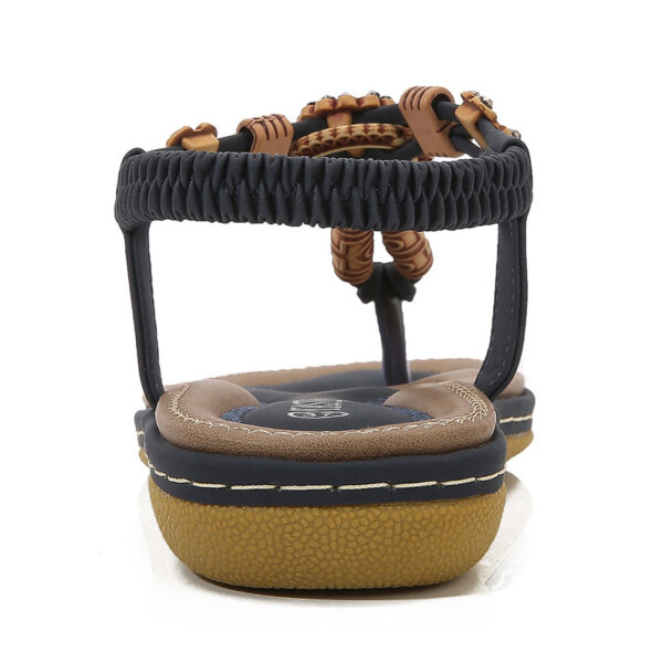 Women's Sandals Wooden Bead Woven Large Size Flat Bottom Casual - Image 9