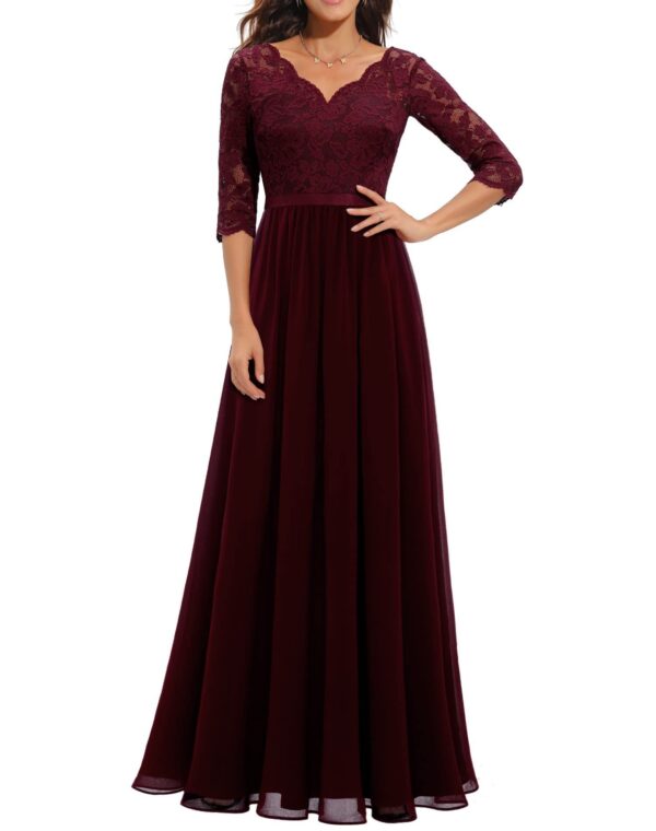 Lace Patchwork Long Waist Cinching Dress - Image 3