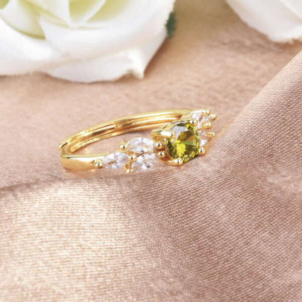 Classic Style Cross-border New Arrival European And American Olive Green Zircon Ring - Image 2