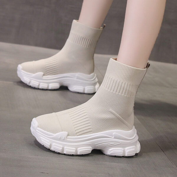 Platform Knitted Sports Casual Shoes And Boots - Image 5