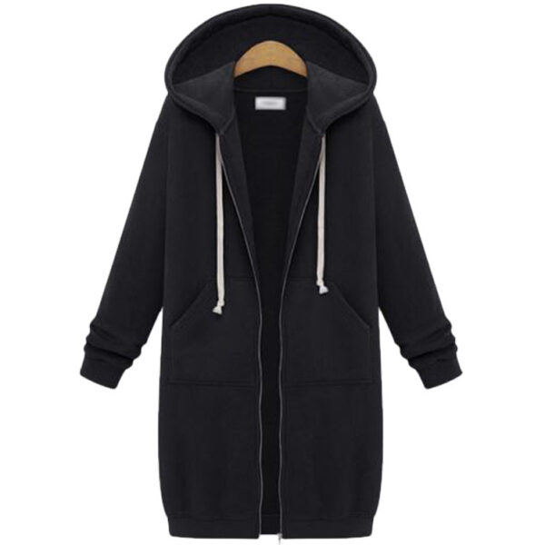 Hooded Long Sleeve Sweater Fleece Long Jacket - Image 2