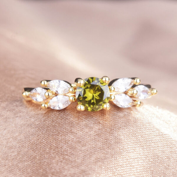 Classic Style Cross-border New Arrival European And American Olive Green Zircon Ring - Image 4