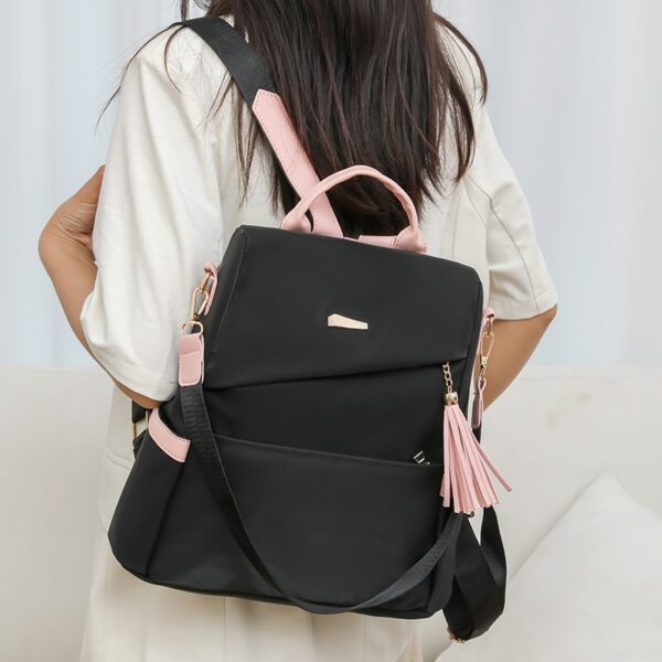 Simple Solid Color Backpack Women's Fashion Travel Backpack - Image 6